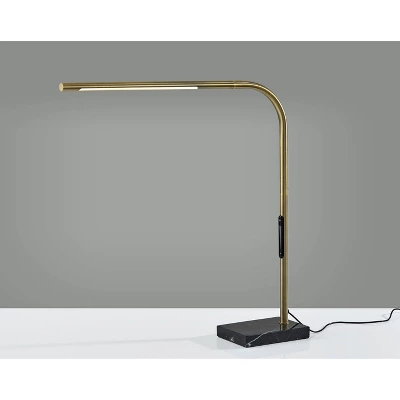Adesso Cullen Desk Lamp: Marble Base, ETL Listed, Touch Sensor, 24" Metal Cylinder Shade 3 Adesso Cullen Desk Lamp: Marble Base, ETL Listed, Touch Sensor, 24" Metal Cylinder Shade - Image 3