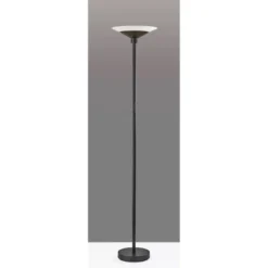 Adesso Solar Torchiere (Includes LED Light Bulb) Black: Modern Metal & Glass, ETL Listed, Dimmable