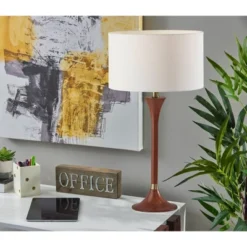 Rebecca Table Lamp Walnut Rubberwood With Antique Brass Accent - Adesso