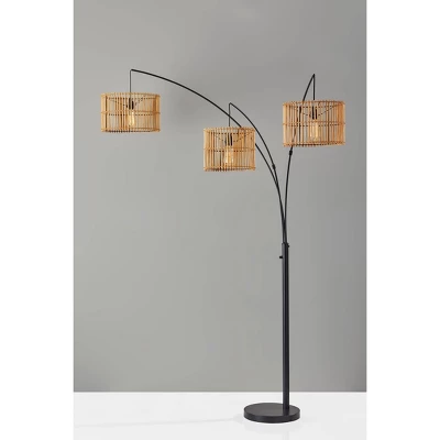 82" Cabana Collection 3-Arm Arc Lamp Black - Adesso 2 82" Cabana Collection 3-Arm Arc Lamp Black - Adesso - Image 2