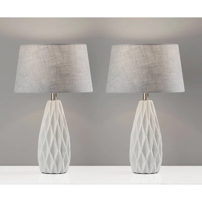 2pc Joan Table Lamps Bonus White - Adesso: Ceramic Base, Cone Shade, No Assembly Required 1 2pc Joan Table Lamps Bonus White - Adesso: Ceramic Base, Cone Shade, No Assembly Required