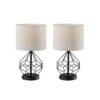 Adesso Chiara 2 Piece Bonus Pack Black: Contemporary Metal Cage Base, White Drum Shades, ETL Listed, No Assembly Required