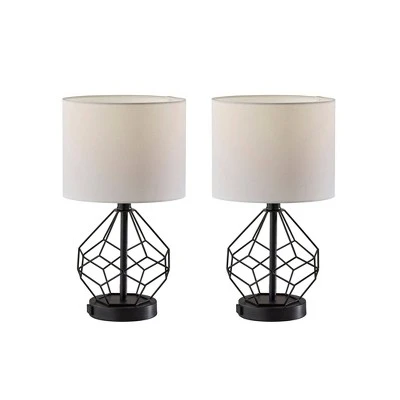 Adesso Chiara 2 Piece Bonus Pack Black: Contemporary Metal Cage Base, White Drum Shades, ETL Listed, No Assembly Required 1 Adesso Chiara 2 Piece Bonus Pack Black: Contemporary Metal Cage Base, White Drum Shades, ETL Listed, No Assembly Required