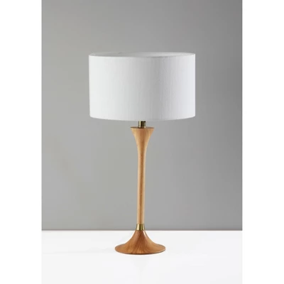 Rebecca Table Lamp Natural Rubberwood With Antique Brass Accent - Adesso 5 Rebecca Table Lamp Natural Rubberwood With Antique Brass Accent - Adesso - Image 5