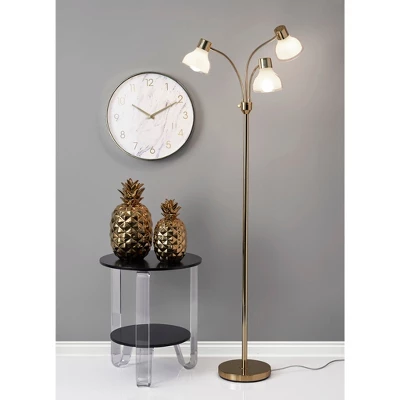 69" Presley 3 Arm Floor Lamp Gold - Adesso 2 69" Presley 3 Arm Floor Lamp Gold - Adesso - Image 2