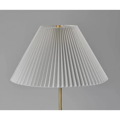 Adesso Jeremy Floor Lamp Antique Brass: Linen Shade, 3-Way Switch, Metal Body, UL Listed 2 Adesso Jeremy Floor Lamp Antique Brass: Linen Shade, 3-Way Switch, Metal Body, UL Listed - Image 2