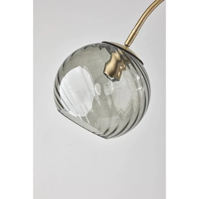 Adesso Camden Arc Lamp Antique Brass: Smoked Glass Globe, Mid-Century Modern Design, ETL Listed 2 Adesso Camden Arc Lamp Antique Brass: Smoked Glass Globe, Mid-Century Modern Design, ETL Listed - Image 2