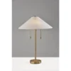 Adesso Claremont Table Lamp Antique Brass: Off-White Linen Shade, Dual Pull Chain, ETL Listed