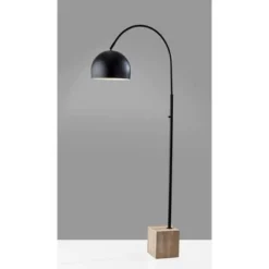 Adesso Wilder Arc Lamp Black: Modern Metal Dome Shade, ETL Listed, 77" Height, No Bulbs Included
