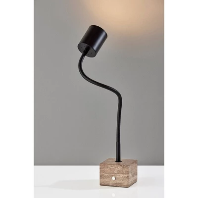 Adesso Rutherford Desk Lamp (Includes LED Light Bulb) Black: Travertine Base, Gooseneck, Touch Sensor 3 Adesso Rutherford Desk Lamp (Includes LED Light Bulb) Black: Travertine Base, Gooseneck, Touch Sensor - Image 3