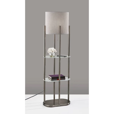Norman Shelf Floor Lamp Silver - Adesso 1 Norman Shelf Floor Lamp Silver - Adesso
