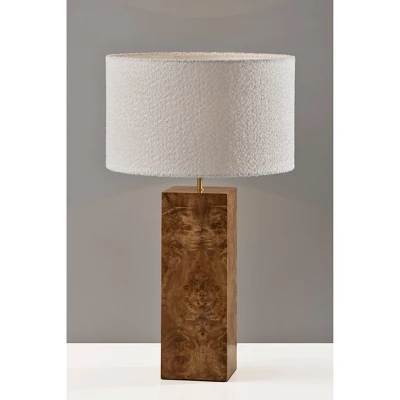 Adesso Frederick Tall Table Lamp: ETL Listed, 28.5" Height, White Boucle Drum Shade, Wood Base With Veneer, 100W 2 Adesso Frederick Tall Table Lamp: ETL Listed, 28.5" Height, White Boucle Drum Shade, Wood Base With Veneer, 100W - Image 2