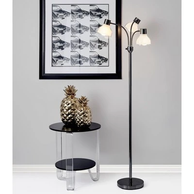 69" Presley 3 Arm Floor Lamp Off Black - Adesso 2 69" Presley 3 Arm Floor Lamp Off Black - Adesso - Image 2
