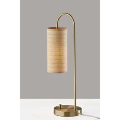 Adesso 39 Adesso Mendoza Table Lamp Brass: ETL Listed, Metal Body, Paper Shade, 1-Way Switch, No Assembly Required